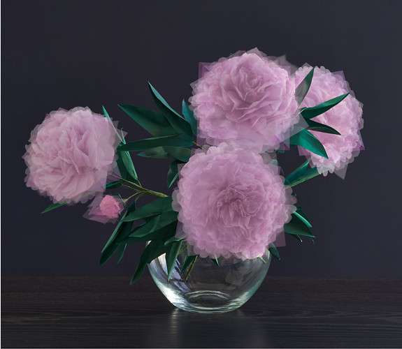 Pfingstrosen, 2014, Origami, Giclee-Druck, 100x120cm (Foto: Jens Wegener)